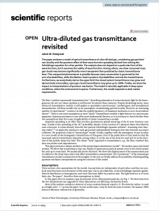 Ultra-diluted gas transmittance revisited cover